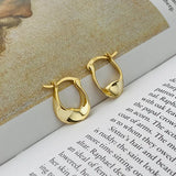 18K 925 Silver Hollow Twisted Hoop Huggie Earrings Charms Fine Jewelry