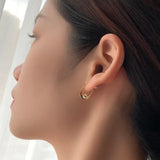 18K 925 Silver Hollow Twisted Hoop Huggie Earrings Charms Fine Jewelry