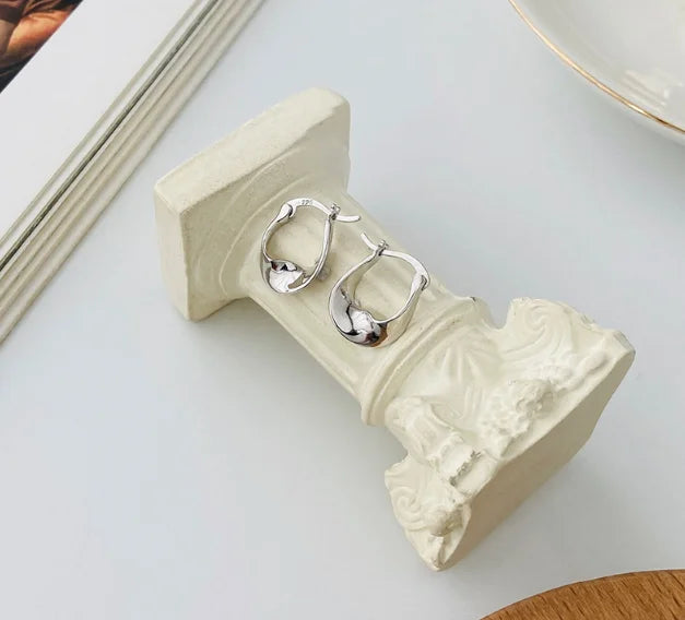 18K 925 Silver Hollow Twisted Hoop Huggie Earrings Charms Fine Jewelry