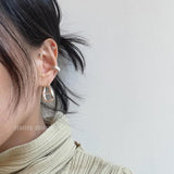 925 Silver Big Wave Twist Pig Nose Chain Ear-Bone Piercing Hoop Earrings
