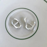925 Silver Big Wave Twist Pig Nose Chain Ear-Bone Piercing Hoop Earrings
