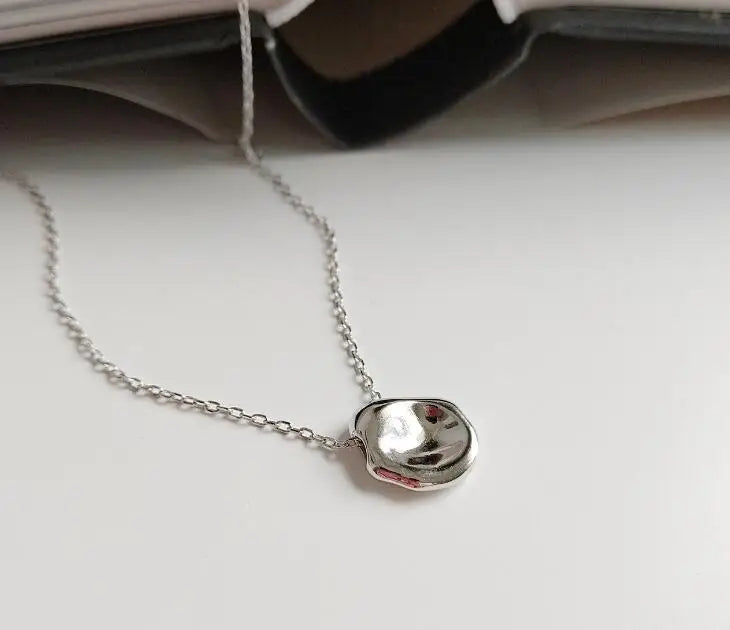 18K 925 Silver Geometric Irregular Coin Pendant Necklace C-B331