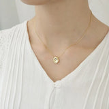18K 925 Silver Geometric Irregular Coin Pendant Necklace C-B331