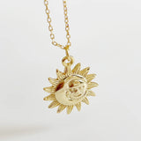 18K 925 Silver Sun & Moon Pendant Necklace C-B475