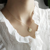 18K 925 Silver Sun & Moon Pendant Necklace C-B475