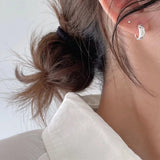925 Silver Grid Lattice Circle Round Ear Hoop Earrings C-C972