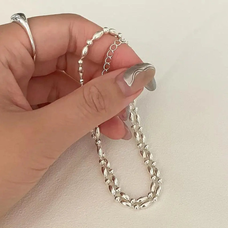 925 Sterling Silver Lucky Olive Beads Choker Necklace