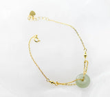 925 Silver Round Jade & Beads Chain Bracelet TLS366
