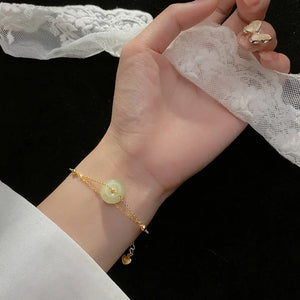 925 Silver Round Jade & Beads Chain Bracelet TLS366