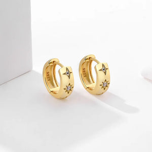 Sparkling Zircon Star Ear-Bone Sterling Silver Earrings