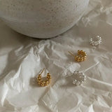 925 Sterling Silver Round Ball Circle Arch Stud Ear Earrings C-C981