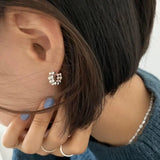 925 Sterling Silver Round Ball Circle Arch Stud Ear Earrings C-C981