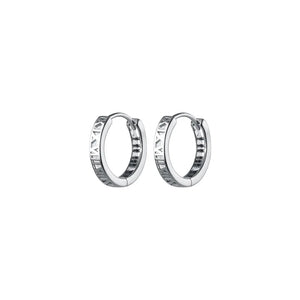 925 Sterling Silver Rome Number Square Hoop Huggie Earrings