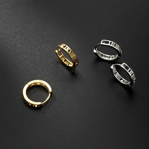 925 Sterling Silver Rome Number Square Hoop Huggie Earrings