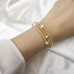 18K Colorful Pearl Three Ring Bracelet Women