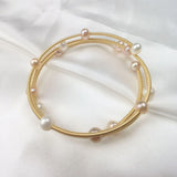 18K Colorful Pearl Three Ring Bracelet Women