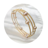 Real Natural Colorful Pearl Three Ring Bracelet Women