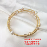Real Natural Colorful Pearl Three Ring Bracelet Women