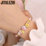 18K Bracelet For Women Fupai Peach Blossom Handrope Hand-woven Powder Rope