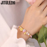 18K Bracelet For Women Fupai Peach Blossom Handrope Hand-woven Powder Rope