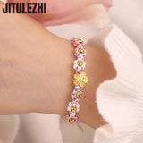 Pink Peach Blossom Bracelet Woman Temperament Hand-woven Beads
