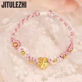 Pink Peach Blossom Bracelet Woman Temperament Hand-woven Beads