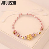 Pink Peach Blossom Bracelet Woman Temperament Hand-woven Beads