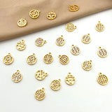 18K Chinese Character Round Pendant Red String DIY Bracelet Necklace