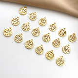 18K Chinese Character Round Pendant Red String DIY Bracelet Necklace