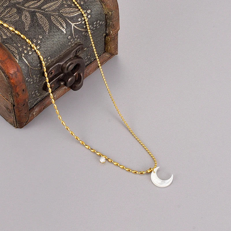 18K Beads Chain Shell Choker Necklace Top