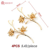 18K Brass Flower Connect Charms Pendants for Jewelry Making