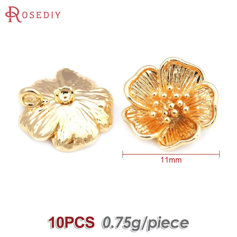 18K Brass Flower Charms Pendants for DIY Jewelry Making