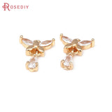 18K Brass Zircon Butterfly Charms Pendants for DIY Jewelry Making