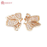 18K Brass Zircon Butterfly Charms Pendants for DIY Jewelry Making