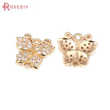 18K Brass Zircon Butterfly Charms Pendants for DIY Jewelry Making