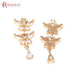 18K Brass Zircon Butterfly Charms Pendants for DIY Jewelry Making