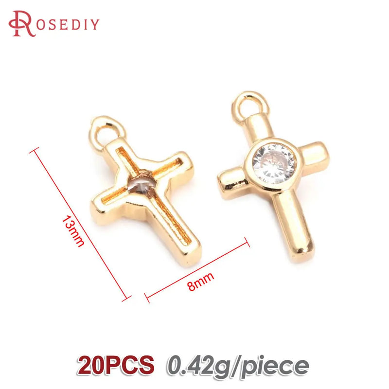 18K Brass Zircon Charms Pendants for DIY Jewelry Making