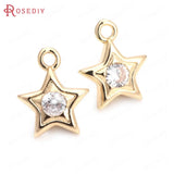 18K Brass Zircon Charms Pendants for DIY Jewelry Making