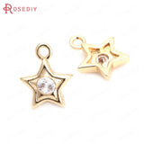 18K Brass Zircon Charms Pendants for DIY Jewelry Making