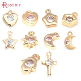 18K Brass Zircon Charms Pendants for DIY Jewelry Making