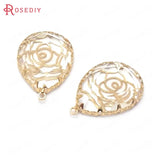 Brass Glass Rose Flower Charms Pendant Jewelry Making