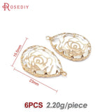 Brass Glass Rose Flower Charms Pendant Jewelry Making