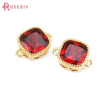 18K Brass Zircon Square Connect Charms Pendants for Jewelry Making