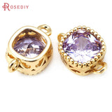 18K Brass Zircon Square Connect Charms Pendants for Jewelry Making