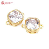 18K Brass Zircon Square Connect Charms Pendants for Jewelry Making