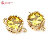 18K Brass Zircon Square Connect Charms Pendants for Jewelry Making