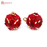 18K Brass Zircon Flower Ball Charms Pendants Jewelry Making Accessories