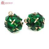 18K Brass Zircon Flower Ball Charms Pendants Jewelry Making Accessories
