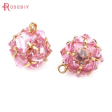 18K Brass Zircon Flower Ball Charms Pendants Jewelry Making Accessories