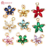 18K Brass Zircon Flower Charms Pendants for Jewelry Making